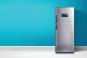 Kühlschrank beim Blau Mauer vektor