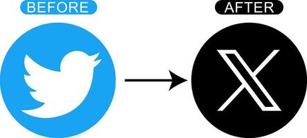 Twitter logotyp, ändrad förbi elon mysk. realistisk redaktionell. vektor