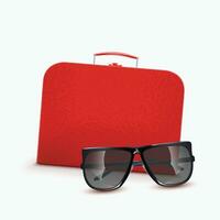 rot Koffer mit Sonnenbrille vektor