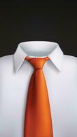 vit skjorta orange slips på svart vektor
