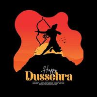 glücklich Dussehra und vijyadashmi mit Herr Rama Sozial Medien Post im Hindi Kalligraphie, im Hindi Dussehra meint Sieg Über böse und jai Shri RAM Bedeutung Herr Rama. vektor