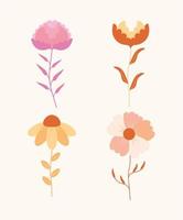 fyra söta blommor vektor
