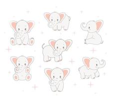 baby elefanter ikoner vektor