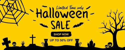 Halloween Der Umsatz Beförderung Poster oder Banner. gespenstisch Halloween Vorlage, Hintergrund oder Webseite Banner. vektor