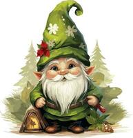 grön jul gnome stjäla jul ClipArt vektor