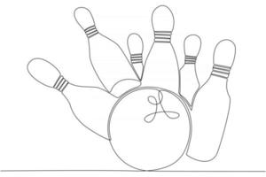 Bowling kontinuierliche Strichzeichnung Vektor-Illustration vektor