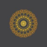 Luxus Zier Mandala Design Hintergrund im Gold, Luxus Hochzeit Einladung, Zier Blumen- Ecke rahmen, schwarz Hintergrund mit Gold Mandala Dekoration vektor