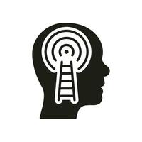 mental Wachstum Silhouette Symbol. Potenzial Werdegang Erfolg Motivation Glyphe Piktogramm. Psychologie Therapie solide unterzeichnen. Mensch Kopf mit Leiter. intellektuell Prozess Symbol. isoliert Vektor Illustration.