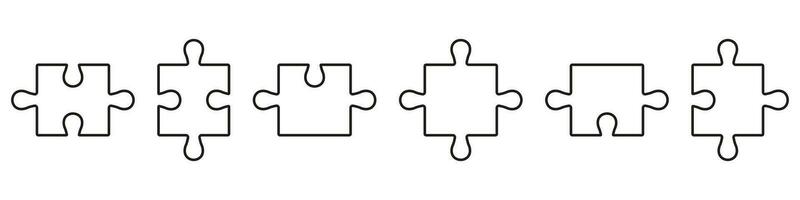 Geschäft Strategie, Zusammenarbeit, Brainstorming Gliederung unterzeichnen. Komplett Logik Lösung linear Piktogramm. Puzzle Spiel passend. Puzzle Stücke passen Linie Symbol Satz. editierbar Schlaganfall. isoliert Vektor Illustration.