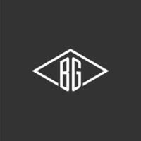 initialer bg logotyp monogram med enkel diamant linje stil design vektor