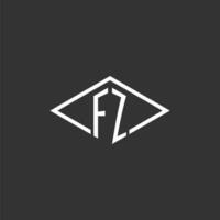 initialer F Z logotyp monogram med enkel diamant linje stil design vektor