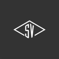 initialer sv logotyp monogram med enkel diamant linje stil design vektor