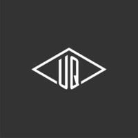 initialer uq logotyp monogram med enkel diamant linje stil design vektor