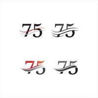 Set Nummerndesign von 75 mit Flaggenvektor-Logo-Geschäft vektor