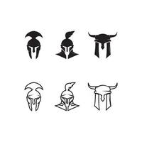 spartanischer Helm Logo Vorlage Ritter Logo Set Waffen und Eigentum Icon Set Soldat vektor