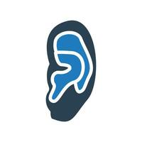 Mensch Körper Teil Ohr Symbol isoliert auf Weiß Hintergrund. Vektor Symbol zum medizinisch Apps und Netz.