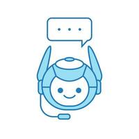 Chatbot Symbol oder virtuell Assistent Symbol Design mit Blase Rede und Headset vektor