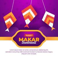 glücklich Makar Sankranti indisch Drachen Festival Sozial Medien Post Design Vorlage vektor