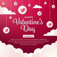 glücklich Valentinstag Tag Sozial Medien Post Vorlage mit schön Ornament von Liebe vektor