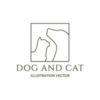 Hund Katze Haustier Pflege Gliederung Linie Kunst Logo Vektor Symbol