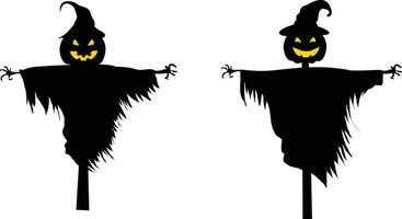 Halloween Vogelscheuche Silhouette Illustration einstellen vektor