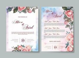 uppsättning kort med blomma ros, blad. bröllop prydnad koncept. blommig affisch, bjud in. vektor dekorativa gratulationskort eller inbjudan design bakgrund