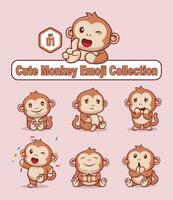 einstellen von süß Affe Charakter im verschiedene posiert Aufkleber Vektor Karikatur Illustration