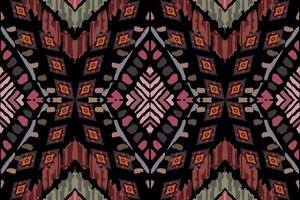 ikat-paisley-stickerei auf grauem hintergrund. geometrisches ethnisches orientalisches nahtloses muster traditionell. abstrakte vektorillustration im aztekenstil. design für textur, stoff, kleidung, verpackung, teppich, druck. vektor