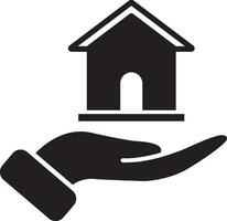 Haus in der Hand-Symbol vektor