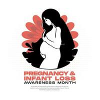 graviditet och spädbarn förlust medvetenhet månad social media posta baner för gravid kvinnor vektor