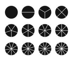 infographic vektor illustration. cirklar dividerat in i delar från 1 till 12. fraktion paj dividerat in i skivor