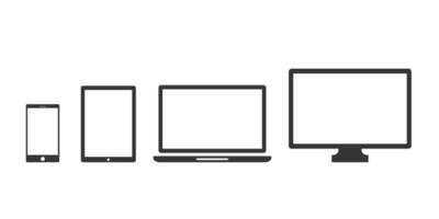 enhet ikoner för smartphone, läsplatta, bärbar dator och skrivbordet dator vektor