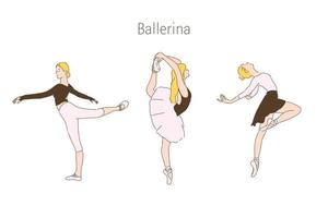 Ballerinas Bewegungen. handgezeichnete Stilvektordesignillustrationen. vektor