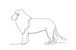 ett linje teckning av en lejon. trendig kontinuerlig linje vektor design grafisk illustration vektor formatera