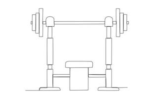 platt ikon av en enda kontinuerlig linje teckning av bänk Tryck. översikt symbol för webb eller mobil app design. hantel översikt piktogram. enda linje teckning vektor grafisk