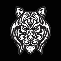 tiger ansikte klistermärke svart och vit för utskrift vektor