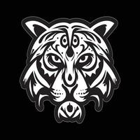 Tiger Gesicht Aufkleber schwarz und Weiß zum Drucken vektor