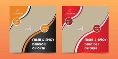 Food-Menü-Banner-Vorlage, Social-Media-Food-Vorlage, Food-Banner, Instagram-Post, Food-Vorlage mit Orange, Werbung, Werbebanner, Menüdesign, Webbanner, Reisebanner. vektor