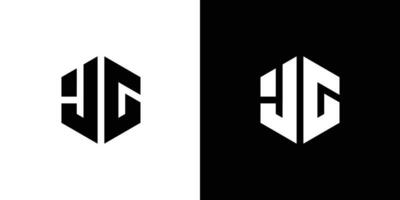 brev j g polygon, hexagonal minimal och professionell logotyp design på svart och vit bakgrund vektor