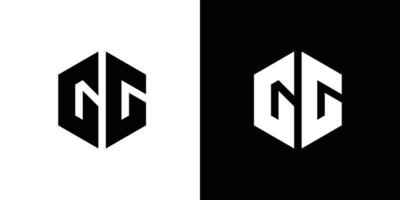 brev g g polygon, hexagonal minimal och professionell logotyp design på svart och vit bakgrund vektor