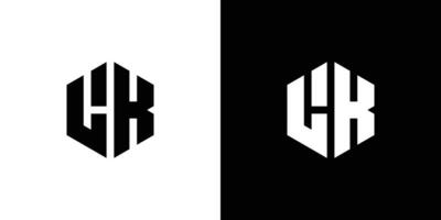 brev l k polygon, hexagonal minimal och professionell logotyp design på svart och vit bakgrund vektor