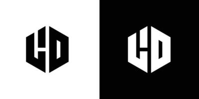 brev l d polygon, hexagonal minimal och professionell logotyp design på svart och vit bakgrund vektor