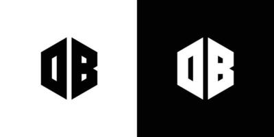 brev o b polygon, hexagonal minimal och professionell logotyp design på svart och vit bakgrund vektor