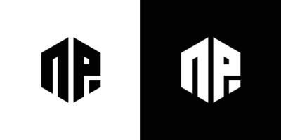 brev n p polygon, hexagonal minimal och professionell logotyp design på svart och vit bakgrund vektor