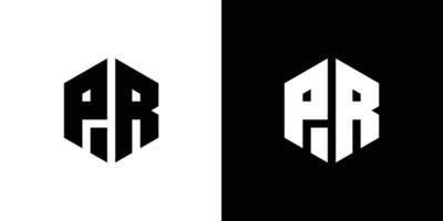 brev p r polygon, hexagonal minimal och professionell logotyp design på svart och vit bakgrund vektor