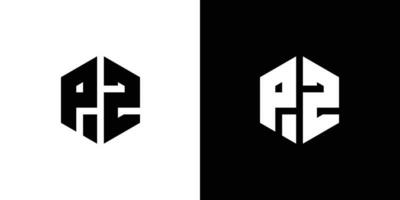 brev p z polygon, hexagonal minimal och professionell logotyp design på svart och vit bakgrund vektor