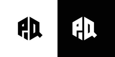 brev p q polygon, hexagonal minimal och professionell logotyp design på svart och vit bakgrund vektor