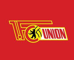 union berlin klubb logotyp symbol fotboll bundesliga Tyskland abstrakt design vektor illustration med röd bakgrund