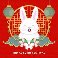 mitten av hösten festival kanin leende vektor