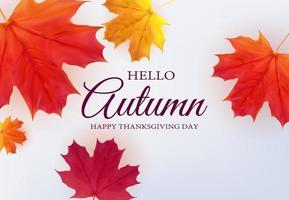 hallo Herbst. Happy Thanksgiving Day Hintergrund mit fallenden Blättern. Vektor-Illustration vektor